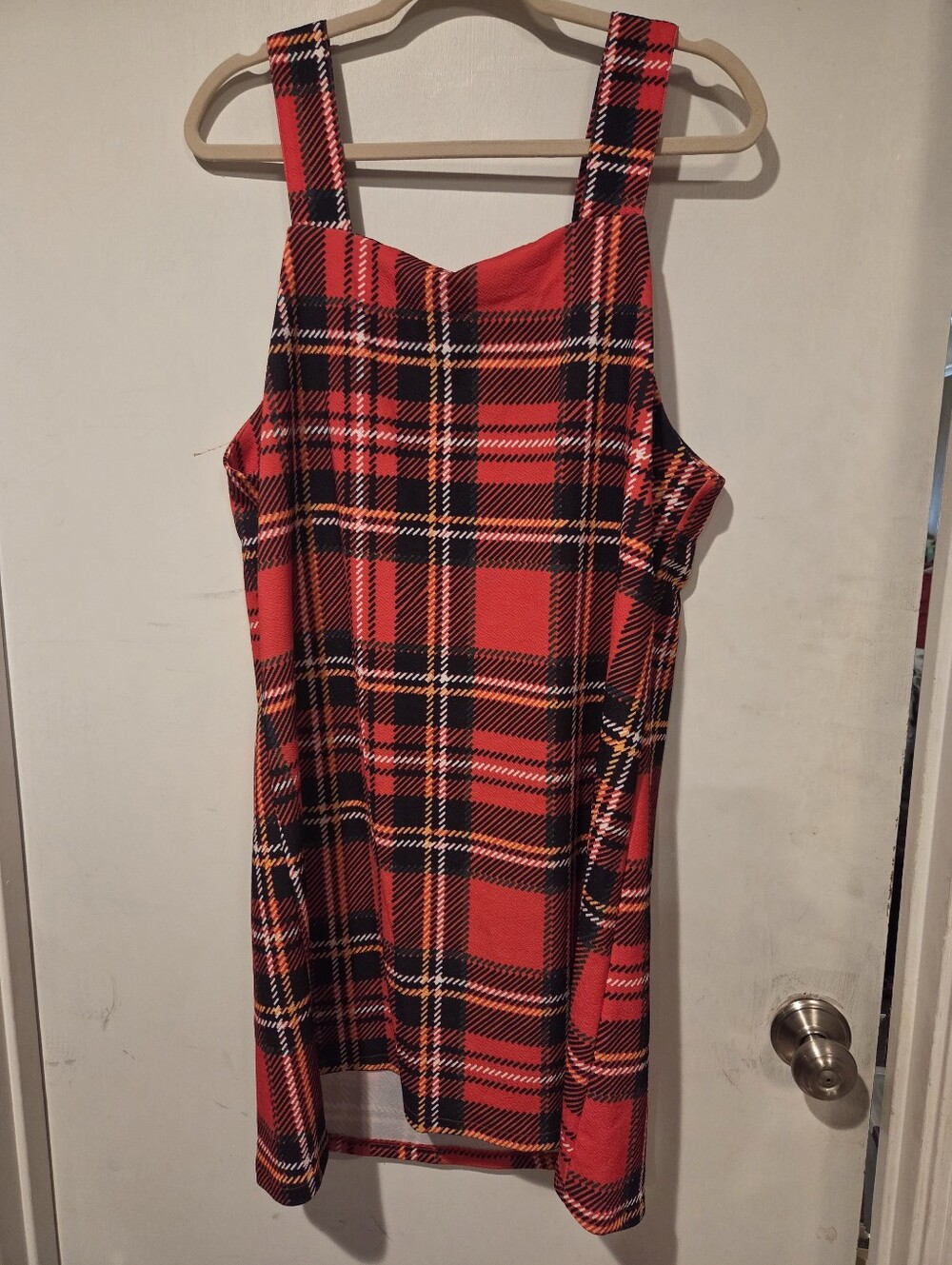 Red Plaid Pinafore Dress Size XL